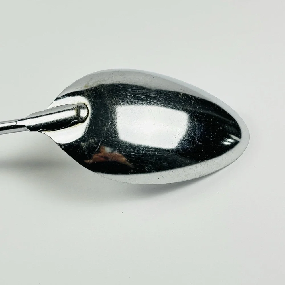 2 Vtg Ecko Spoons Slotted Metal Serving Spoon Utensil Black Plastic Handle